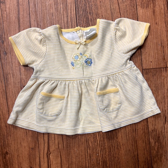 Sears Other - Vintage sears 12m yellow striped floral shirt sleeve peplum top